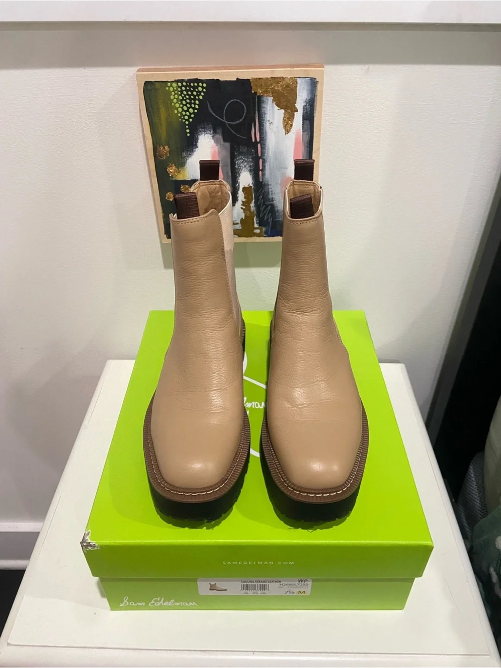 Sam Edelman Tan Chelsea Lug Booties